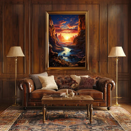 Sunset Over Canyon Poster