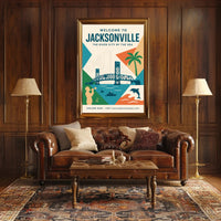 Jacksonville Cityscape Travel Poster PosterGoat