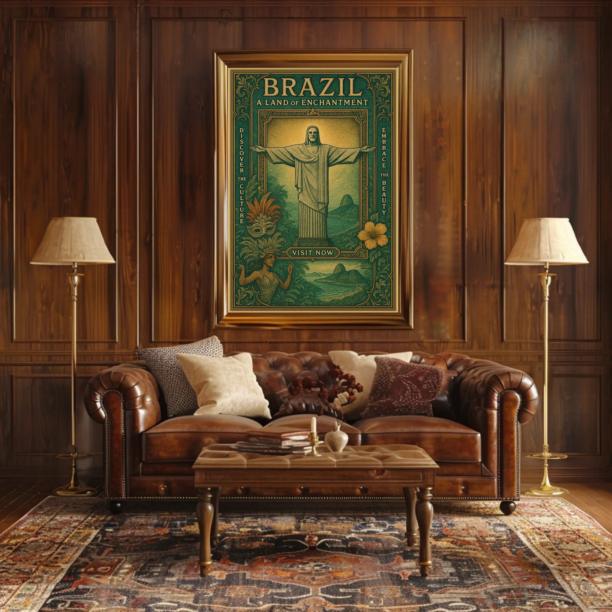Brazilian Enchantment Vintage Art Travel Poster