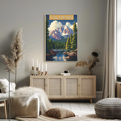 Colorado Scenic Mountains Vintage Travel Poster