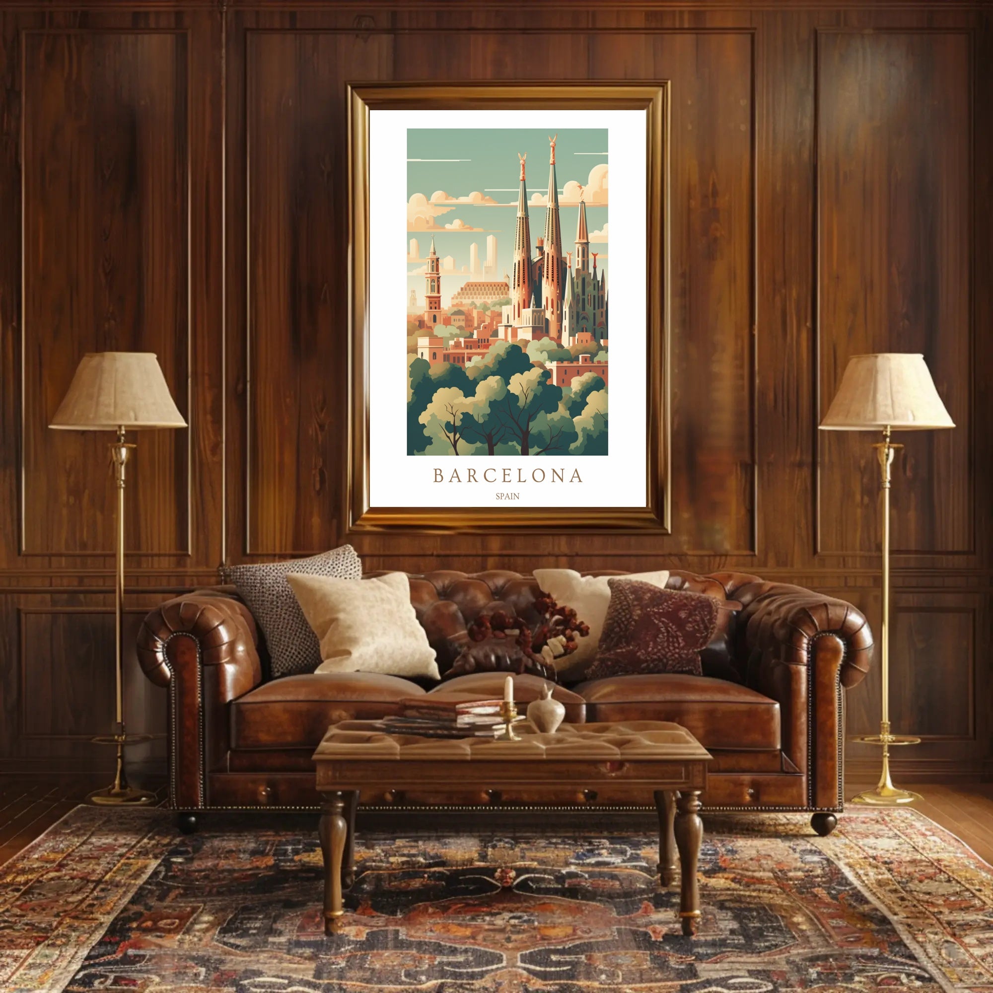 Barcelona Skyline Poster PosterGoat