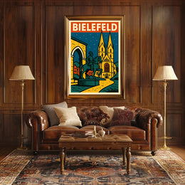 Bielefeld A Nighttime Cityscape Poster