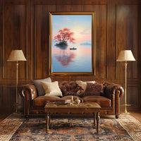 Serene Lake Rowing Scene: Abstract, Artistic, or Pop Culture Poster