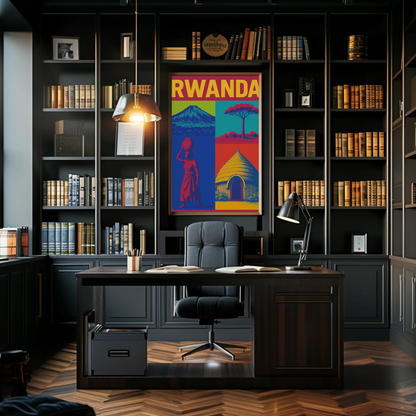 Rwanda Pop Art Iconic Scenes Poster Travel