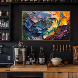 Vibrant Abstract Art Poster with Dynamic Brushstrokes
