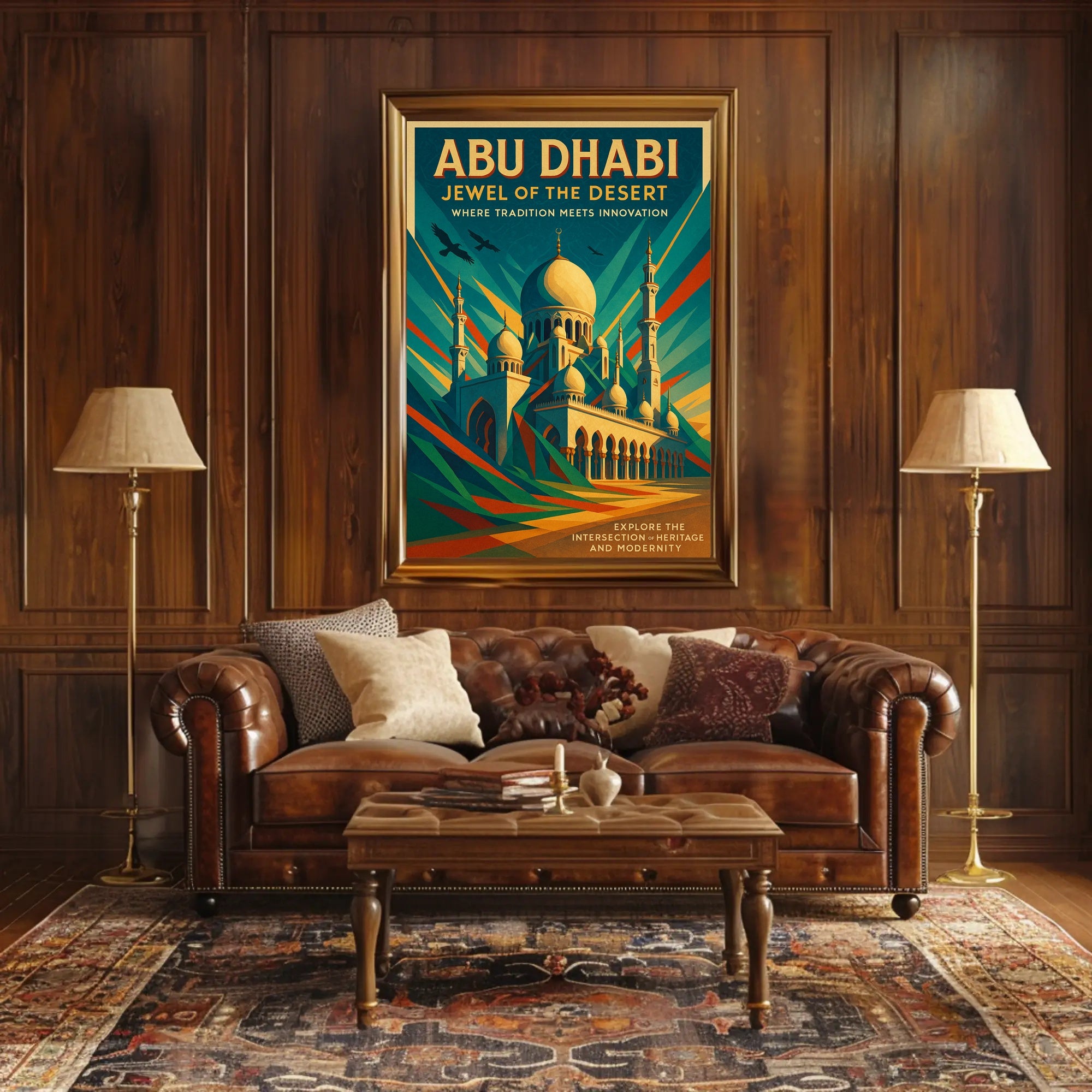 Abu Dhabi Jewel Desert Cityscape Travel Poster