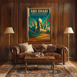 Abu Dhabi Jewel Desert Cityscape Travel Poster