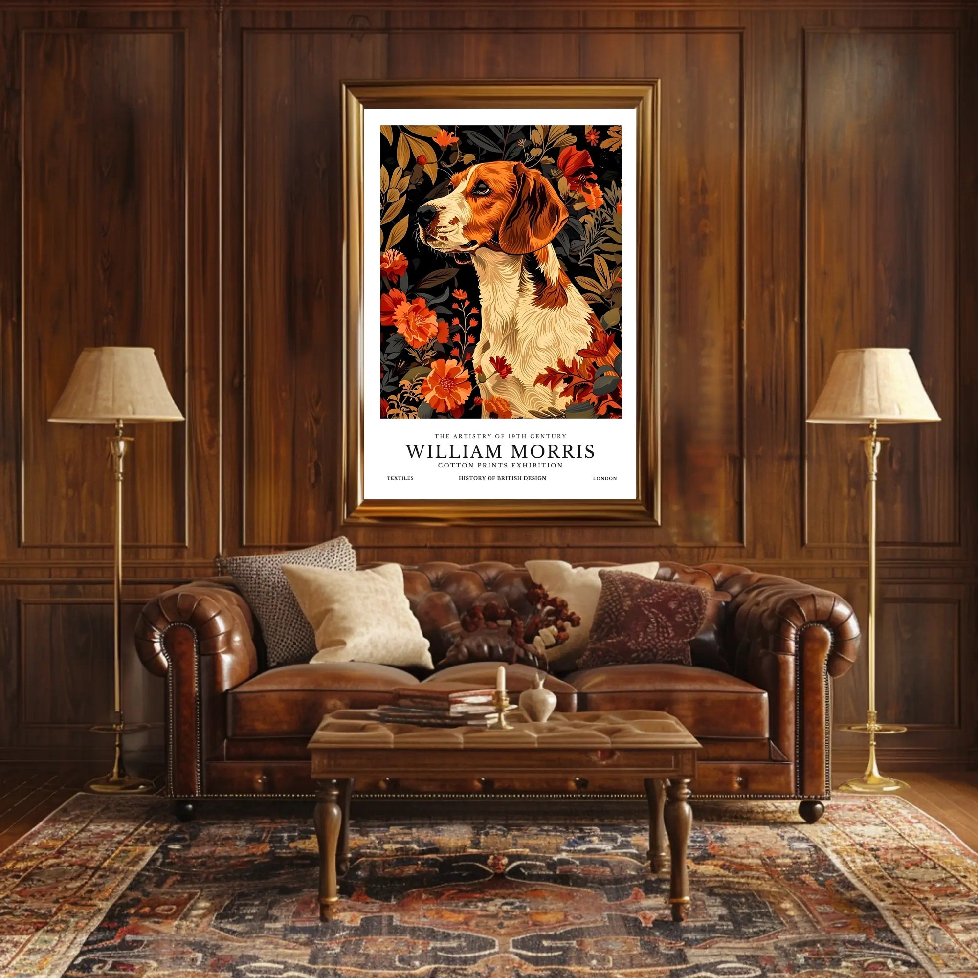 Elegant Canine Floral Art in Heritage Cultural or Heritage Poster