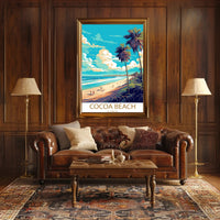 Cocoa Beach Sunlit Vintage Travel Poster