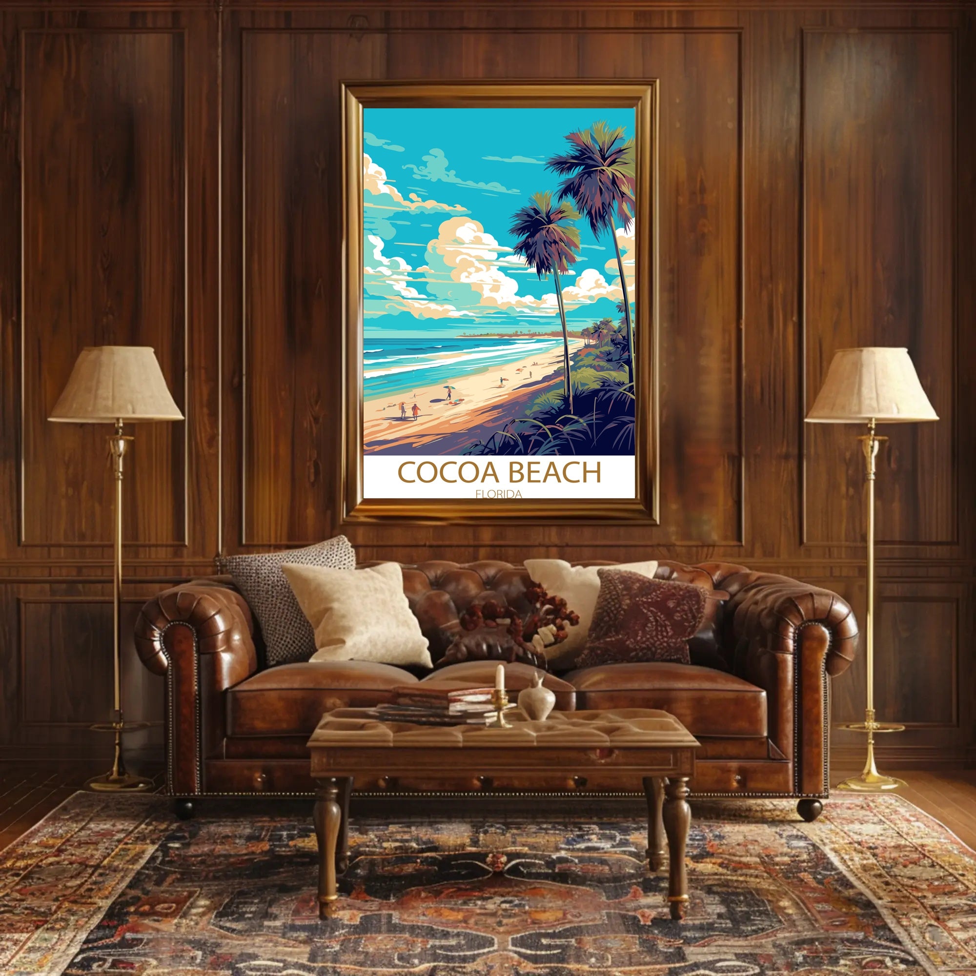 Cocoa Beach Sunlit Vintage Travel Poster