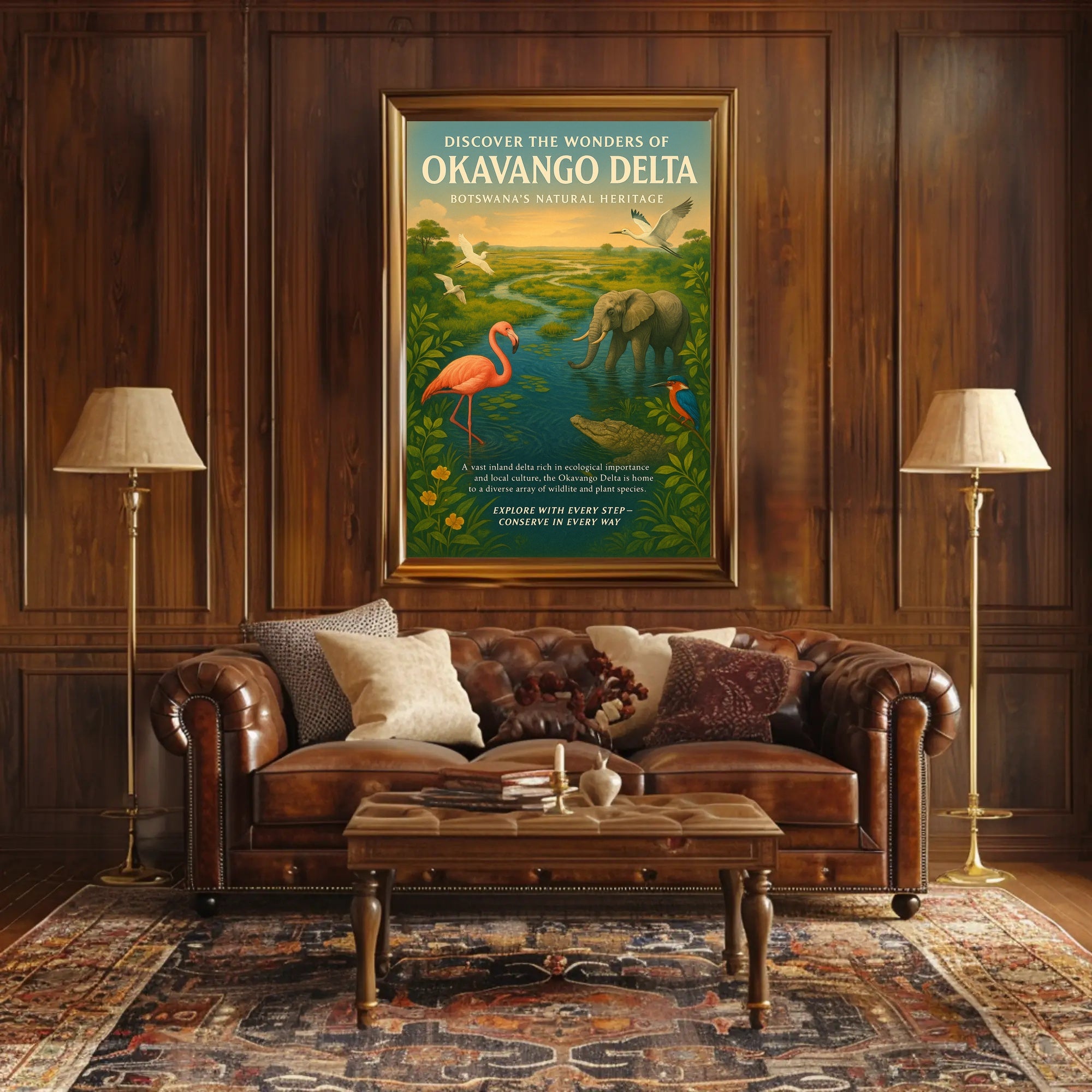Okavango Delta Scenic Poster Vintage Travel Print