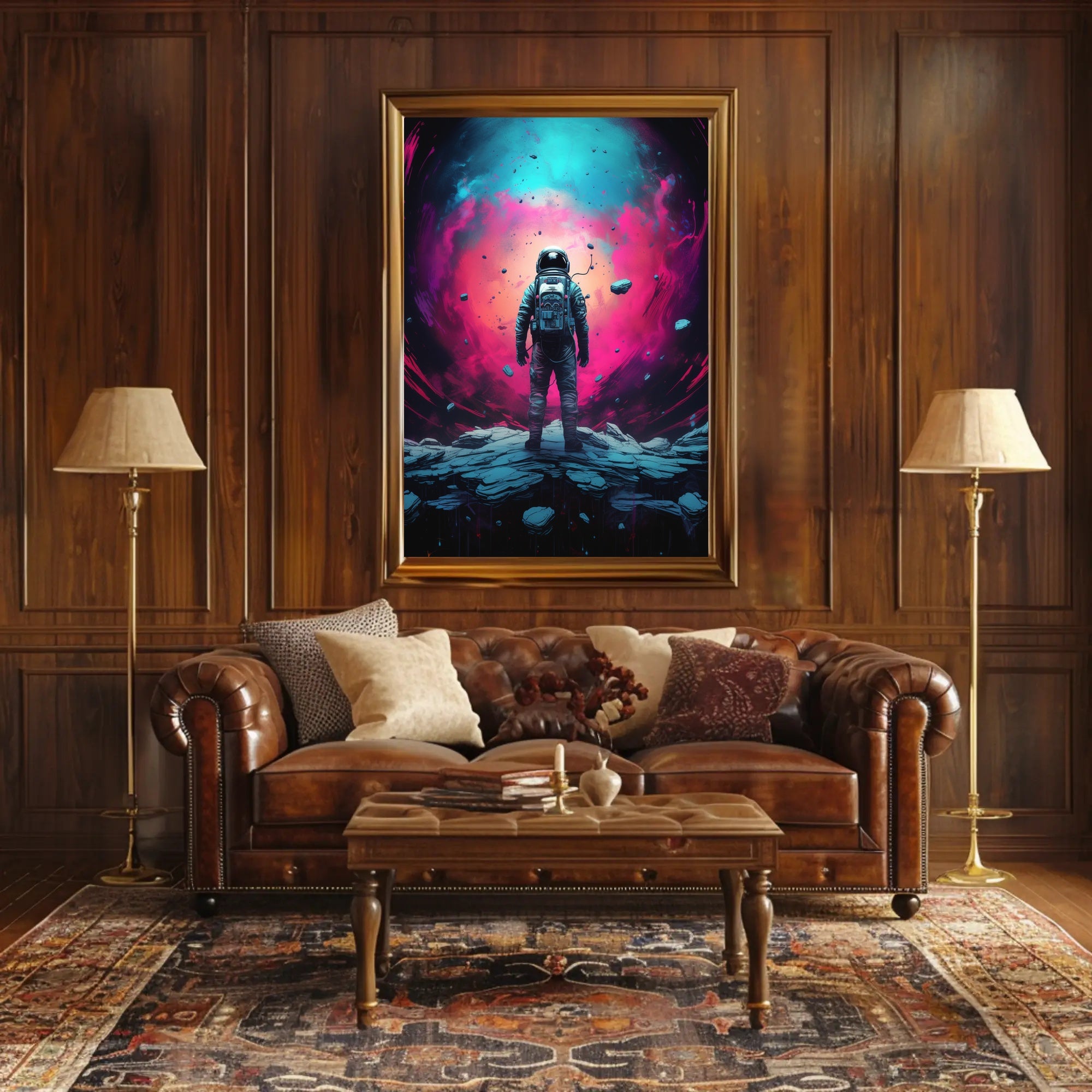 Cosmic Astronaut Adventure Art Print - Futuristic Sci-Fi Poster