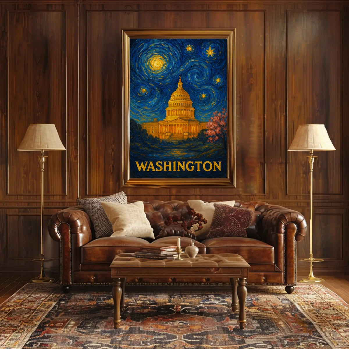 Washington Starry Night Capitol Poster
