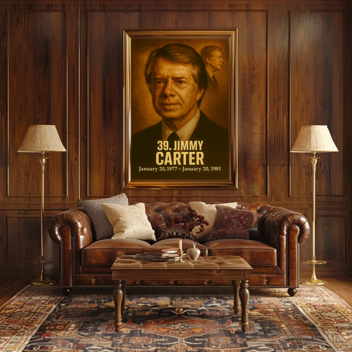 Jimmy Carter Presidential Portrait Poster Vintage Analog Film Aesthetic Wall Art Print USA History