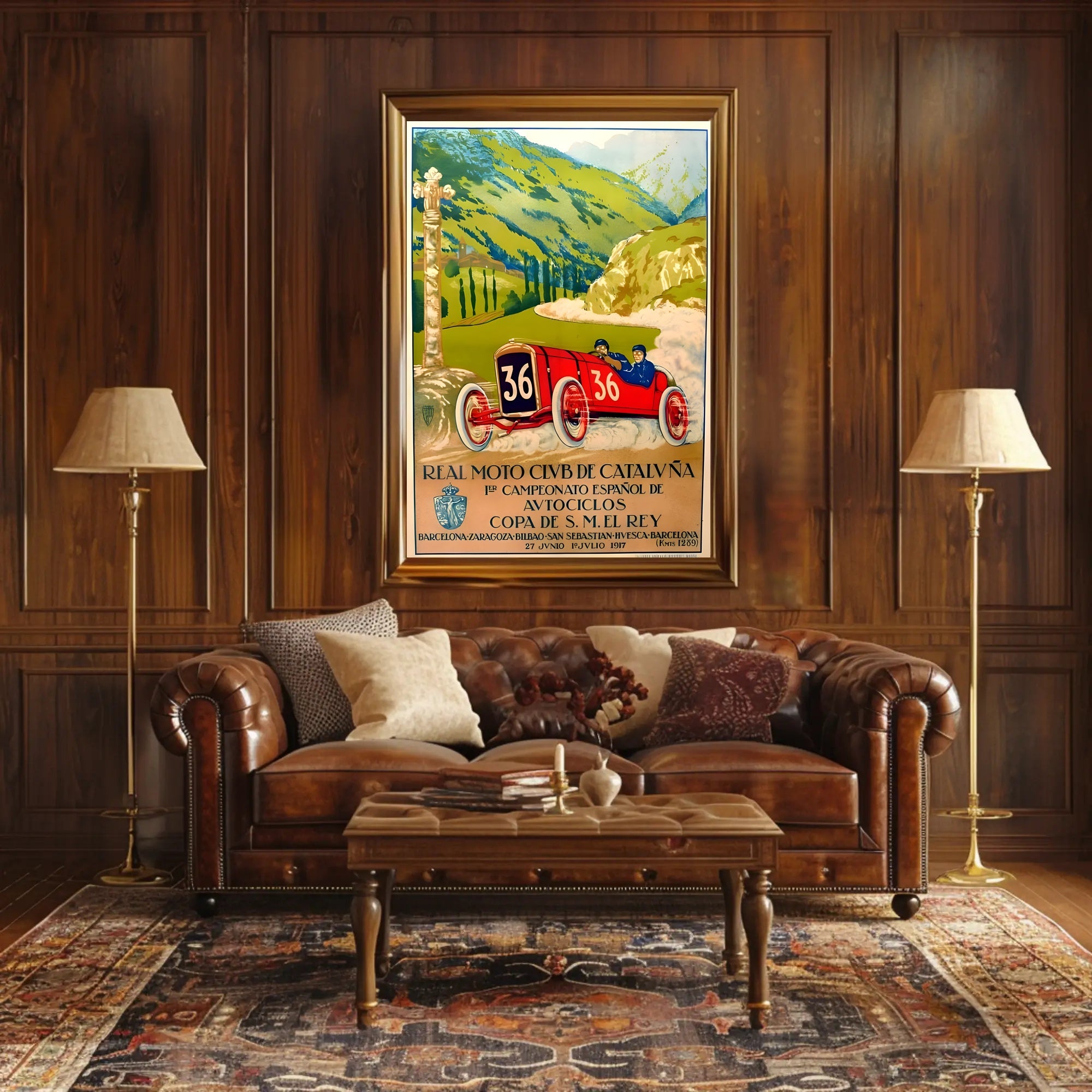 Vintage Spanish Auto Cycling Championship Art Print Decor