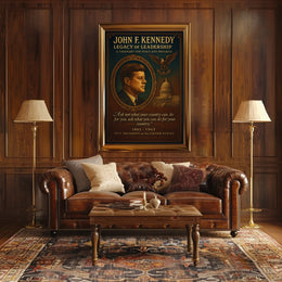 John F. Kennedy Patriotic Leadership Vintage Art Poster