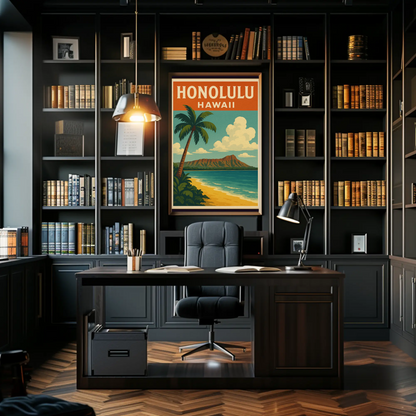 Honolulu Hawaii Diamond Head Beach View Poster
