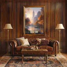 New York City Autumn Scene Poster Abstract Wall Art