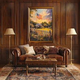 peaceful farmhouse landscape Poster