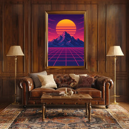 Retro-Futuristic Synthwave Sunset Futuristic Sci-Fi Poster