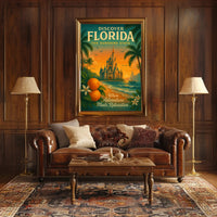 Florida Travel Poster Vintage Sunshine State Wall Art
