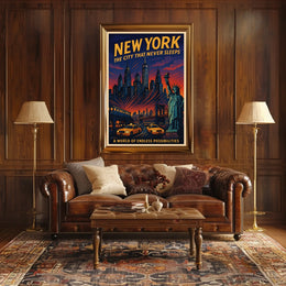 New York City Poster Vintage Travel Urban Wall Art