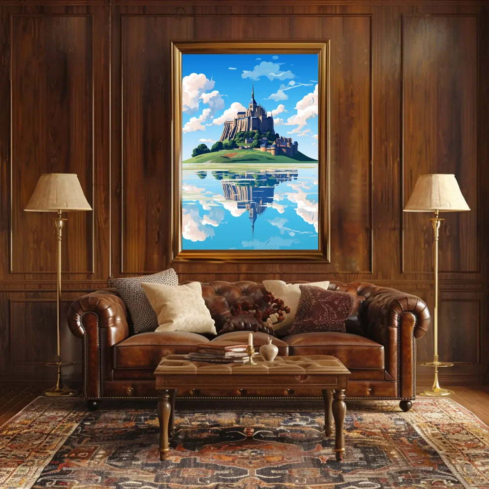 Majestic Castle Reflection: European Gothic Art Print