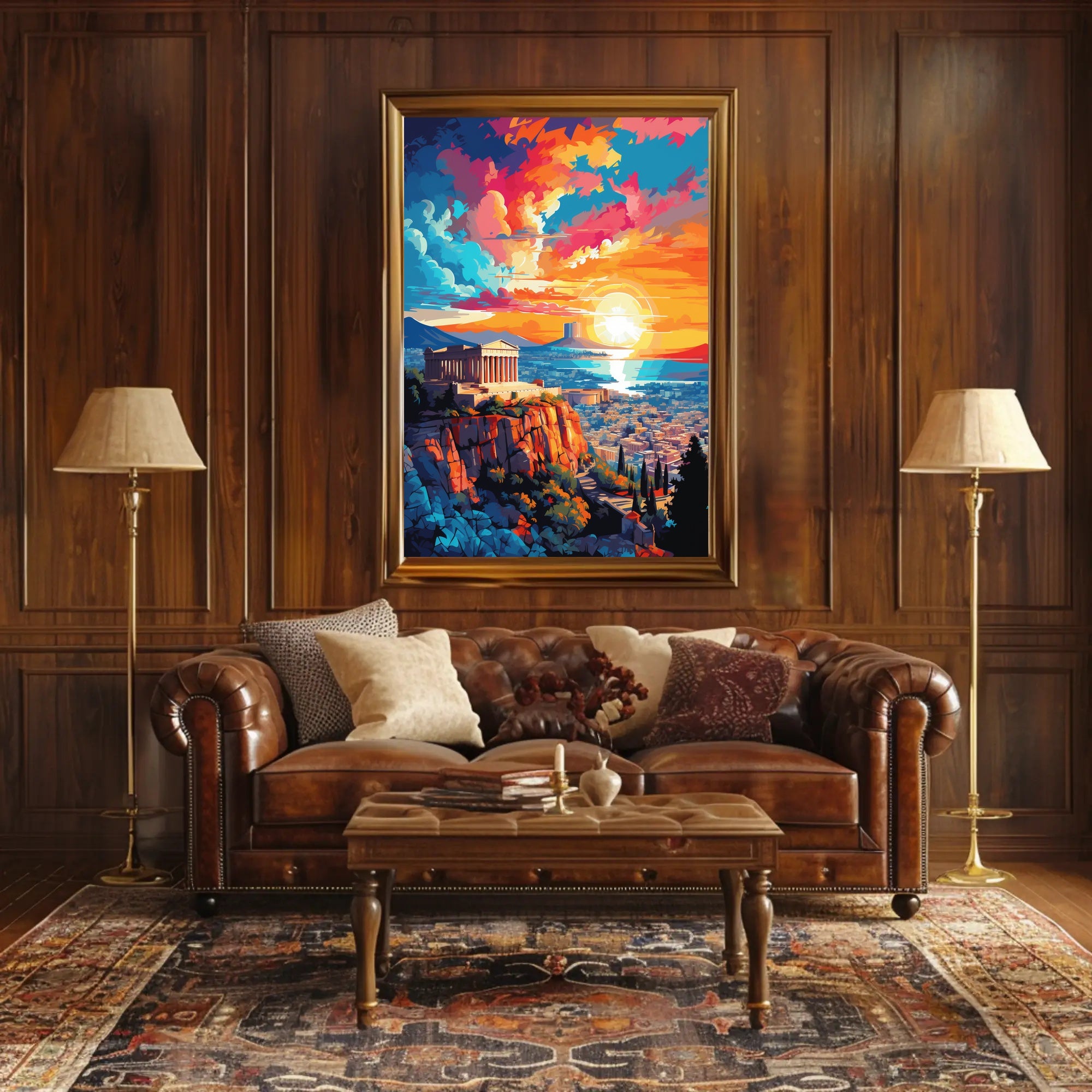 Ancient Greek Temple at Sunset Cultural or Heritage Poster