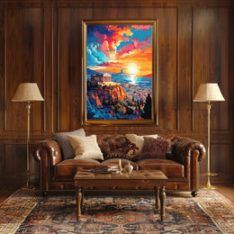 Ancient Greek Temple at Sunset Cultural or Heritage Poster