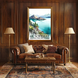Glacier Bay Watercolor Wall Art Poster