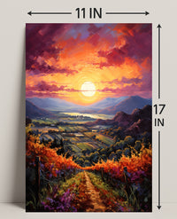 Sunset Over The Vineyard Poster