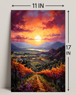 Sunset Over The Vineyard Poster