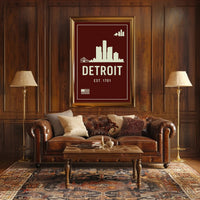 Detroit Skyline Est. 1701 Poster PosterGoat