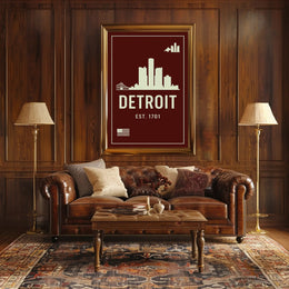 Detroit Skyline Est. 1701 Poster PosterGoat