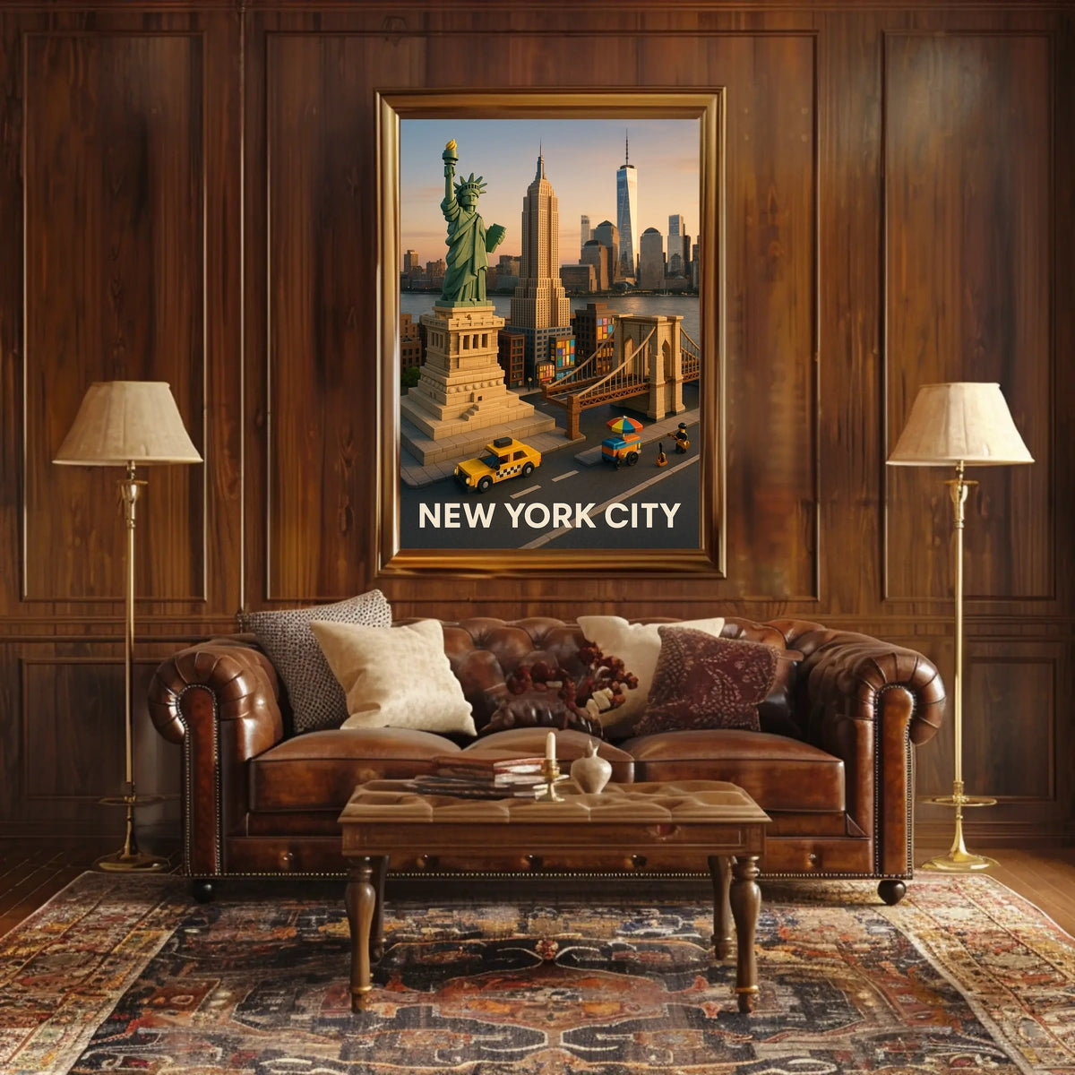New York City Block Style Poster Abstract Wall Art