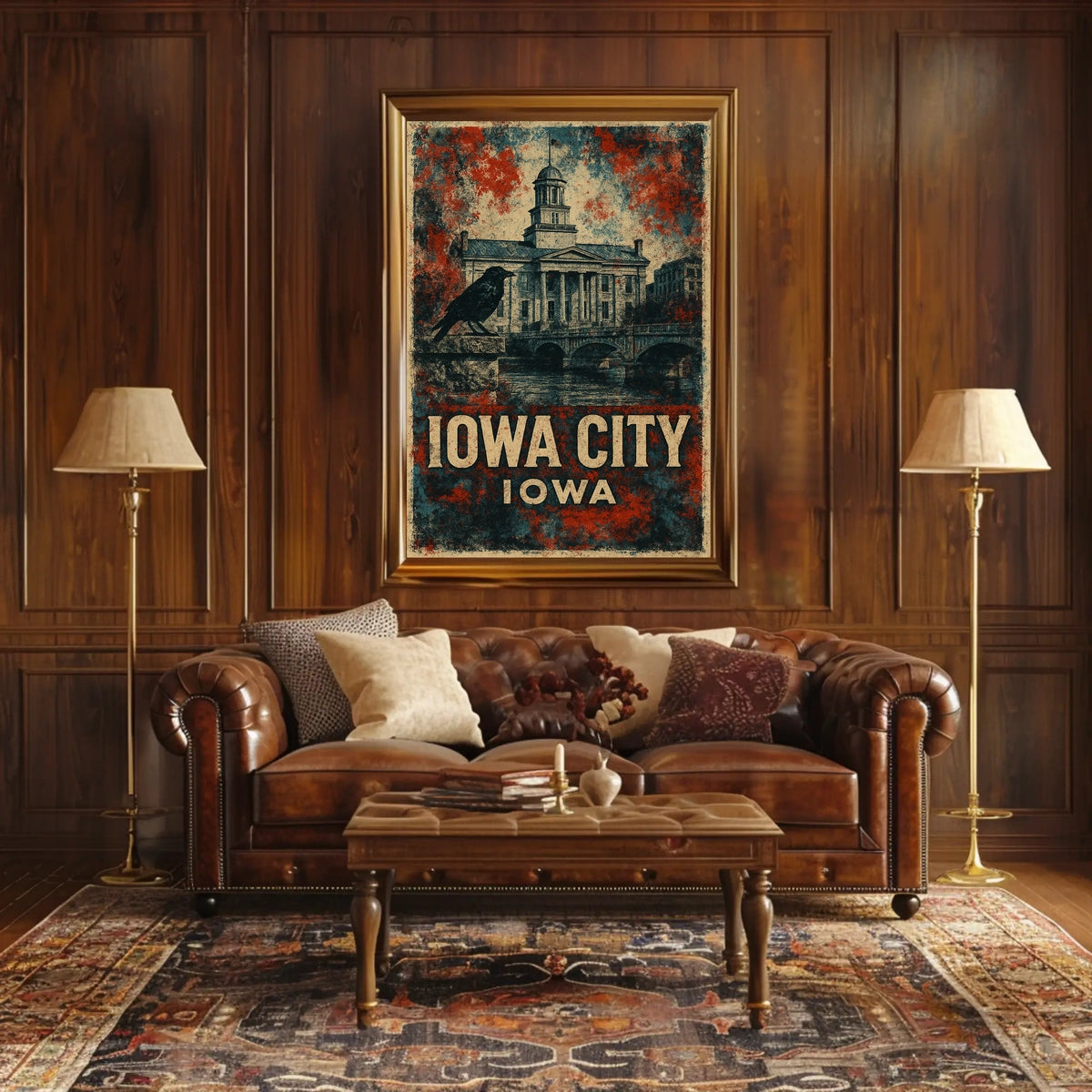 Iowa City Neoclassical Architecture Vintage Patriot Poster