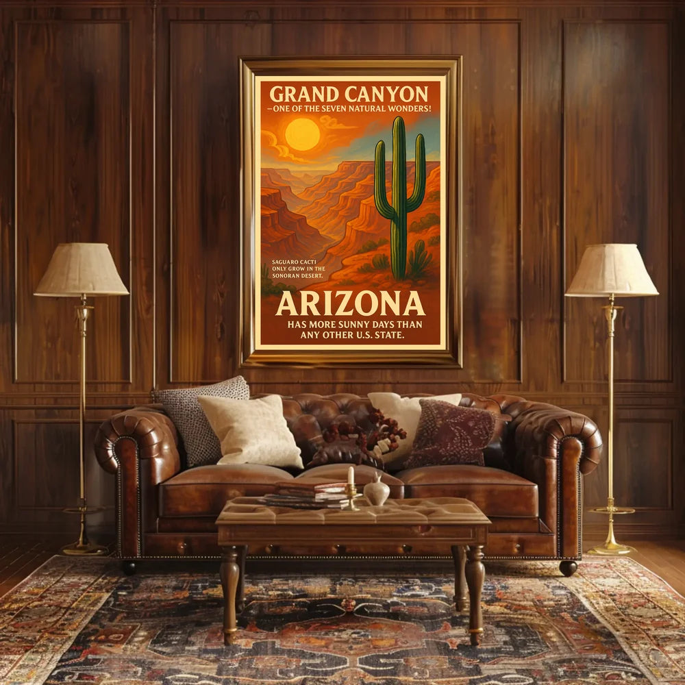 Grand Canyon Arizona Travel Vintage Illustration Poster