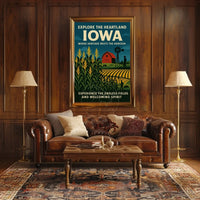 Idyllic Iowa Fields Vintage Travel Poster
