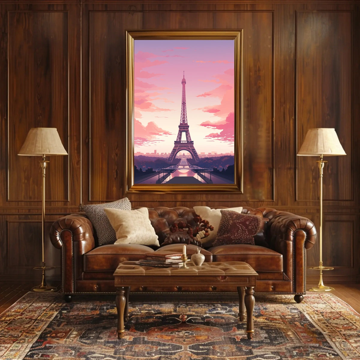Parisian Sunset Serenity: Modern Travel Poster