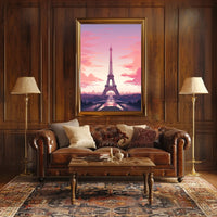 Parisian Sunset Serenity: Modern Travel Poster