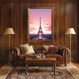 Parisian Sunset Serenity: Modern Travel Poster