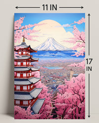Cherry Blossoms And Pagoda Poster