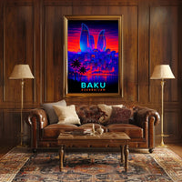 Baku Skyline Azerbaijan Poster PosterGoat