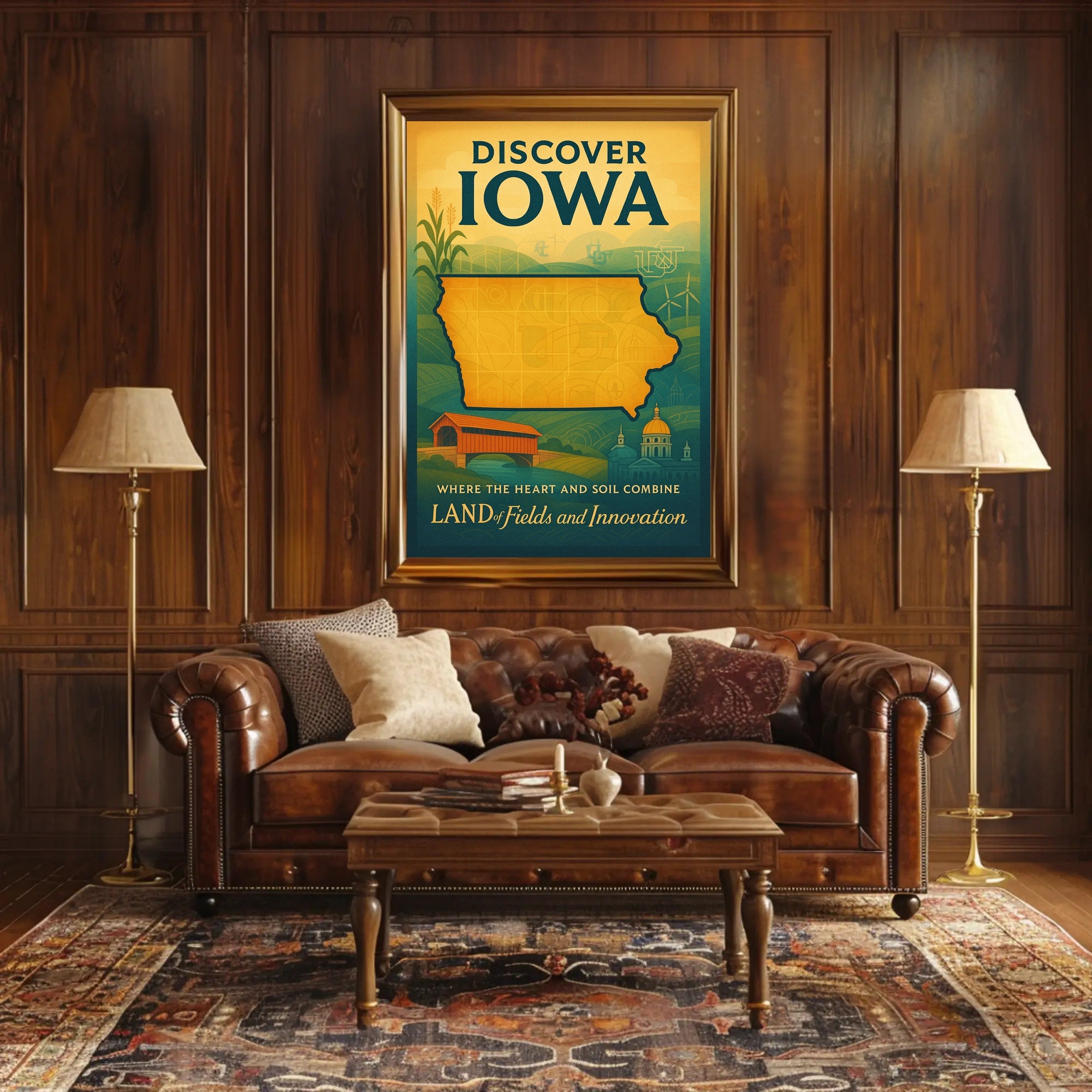 Discover Iowa Vintage Travel Poster