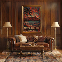 East Honolulu Scenic Hawaiian Beach Landscape Travel Poster