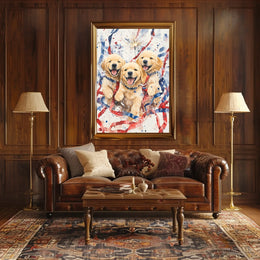 Three Golden Retriever Puppies Wall Art Decor Poster