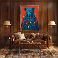Festive Bear With Lights Poster