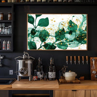 Abstract Elegance in Green and Gold Poster