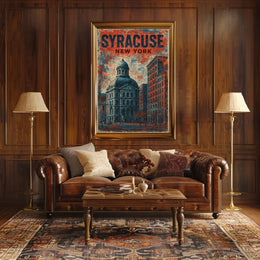 Syracuse Domed Landmark Travel Art Deco Collectors Poster