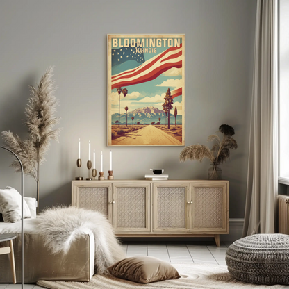 Bloomington Illinois Cityscape Art Print Vintage Travel Poster